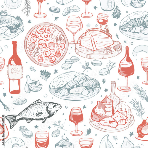 seamless pattern with travel icons