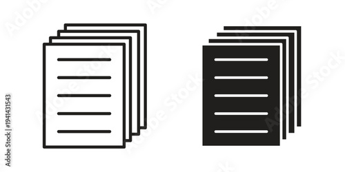 Document papers icon. Black and White Vector Illustrations. line icon vector pictogram