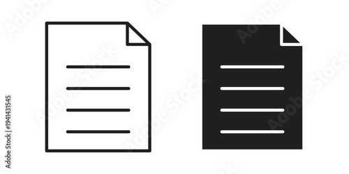 Document icon. Black and White Vector Illustrations. line icon vector pictogram