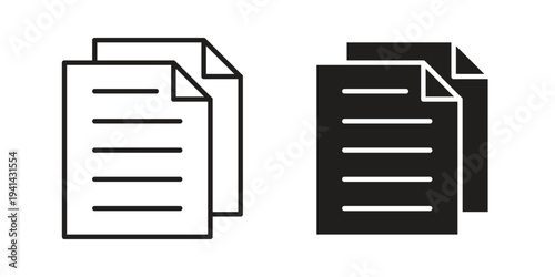 Documents icon. Black and White Vector Illustrations. line icon vector pictogram