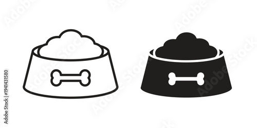 Dog food icon. Black and White Vector Illustrations. line icon vector pictogram