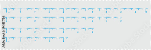 Creative size indicators. Black scale, markup for rulers. Different unit distances. Art design horizontal measure scale distances. Vector illustration.
