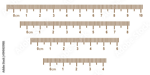Ruler scale with markings and numbers in centimeters and millimeters units, measuring metric scale