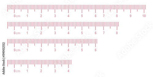 Measuring chart 8,10,14 inches. Set of ruler scales twelve, fourteen. Sewing tool icons. Length measurement math, distance, height