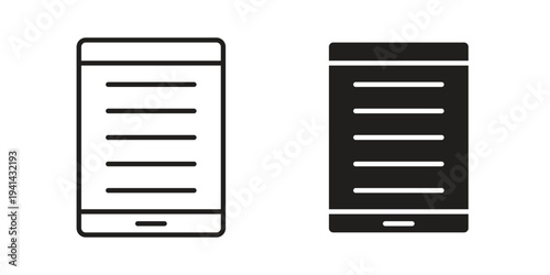 Ebook icon. Black and White Vector Illustrations. line icon vector pictogram