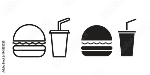 Fast food icon. Black and White Vector Illustrations. line icon vector pictogram