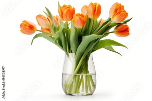Orange tulips vase flower plant.