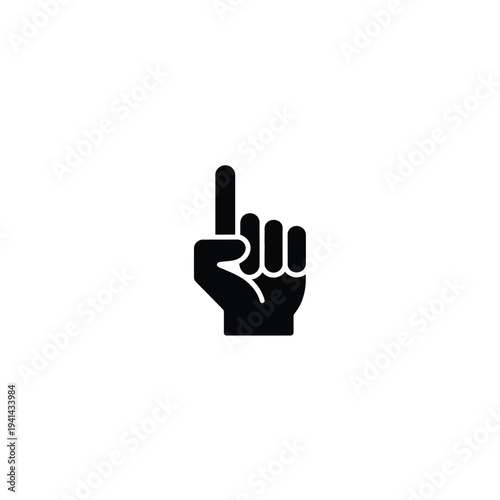 Solid fill of a black hand pointing upwards with index finger extended