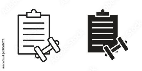Fitness plan icon. Black and White Vector Illustrations. line icon vector pictogram