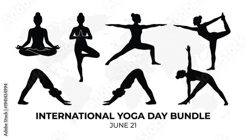 International yoga day bundle with various poses