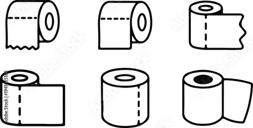 toilet tissue paper roll outline icon set vector illustration design collection art 