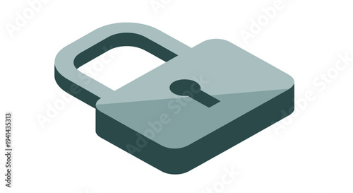 Isometric Padlock Icon Representing Digital Security and Protection.