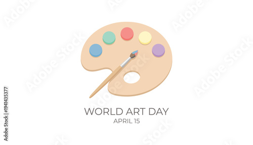 A palette with paints and a brush on world art day