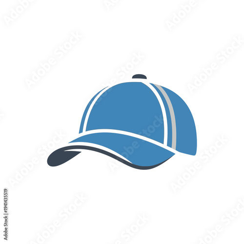 Blue Baseball Cap with White Stripes.