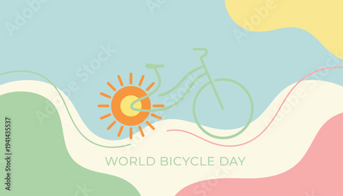 A colorful illustration for world bicycle day