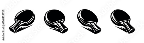 Table tennis racket vector set in black and white silhouette style illustration