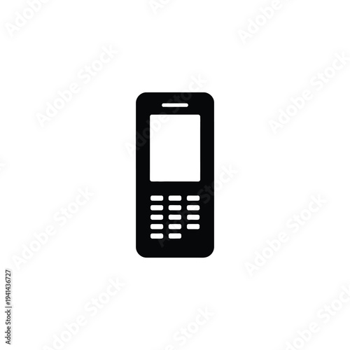 Solid fill of black mobile phone with keypad screen