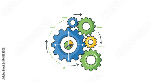 Set of 4 colorful gear icons vector