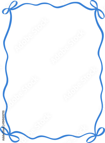 Hand drawn whimsical rectangular frame with softly curved sides in playful doodle outline style. Simple decorative border.