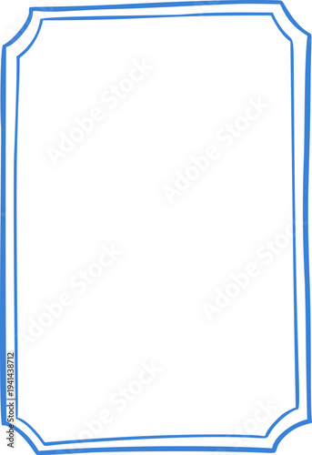 Hand drawn whimsical rectangular frame with softly curved sides in playful doodle outline style. Simple decorative border.