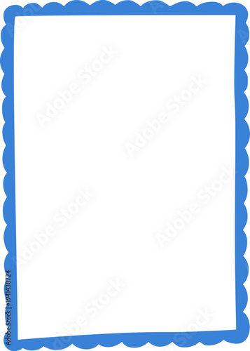 Hand drawn whimsical rectangular frame with softly curved sides in playful doodle outline style. Simple decorative border.