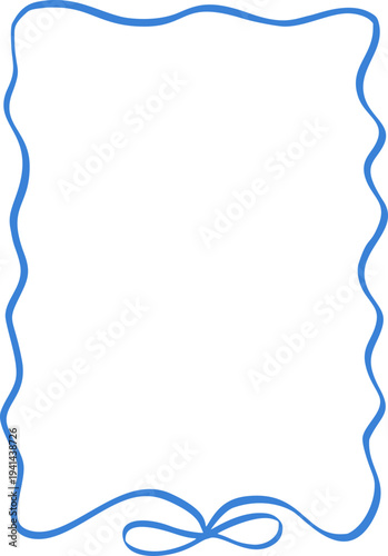 Hand drawn whimsical rectangular frame with softly curved sides in playful doodle outline style. Simple decorative border.