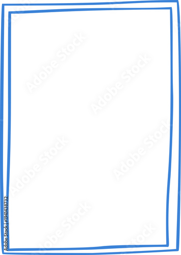 Hand drawn whimsical rectangular frame with softly curved sides in playful doodle outline style. Simple decorative border.