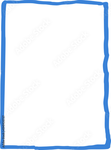 Hand drawn whimsical rectangular frame with softly curved sides in playful doodle outline style. Simple decorative border.