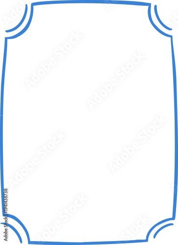 Hand drawn whimsical rectangular frame with softly curved sides in playful doodle outline style. Simple decorative border.