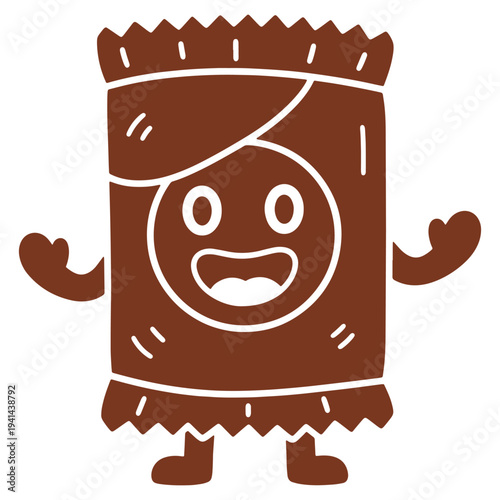 Happy Chocolate Bar Character Illustration  Fun Food Mascot Design