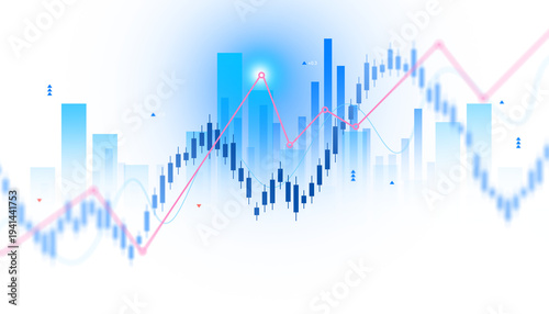 Fotografie Bright Financial Growth Graph with Upward Arrow  Stock Market Investment Analyti