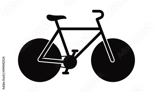 Black silhouette of a bicycle on a white background bike