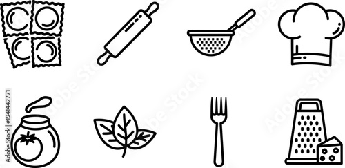 National Ravioli Day food and cooking icons illustration