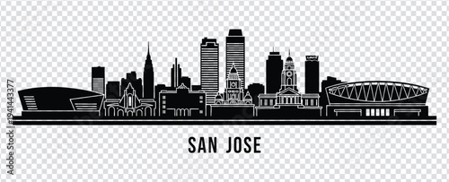 San jose city skyline with prominent buildings and stadium