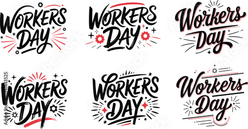 Hand Drawn Workers Day Typography Vector Lettering