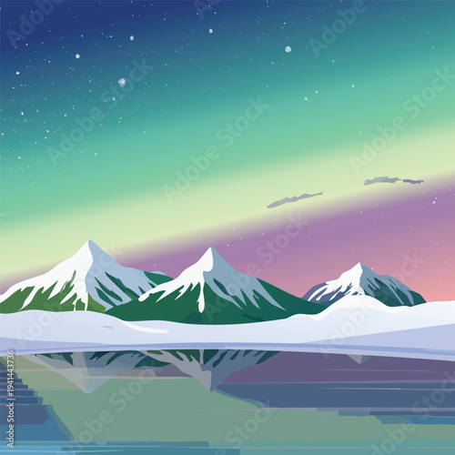 winter landscape with mountains