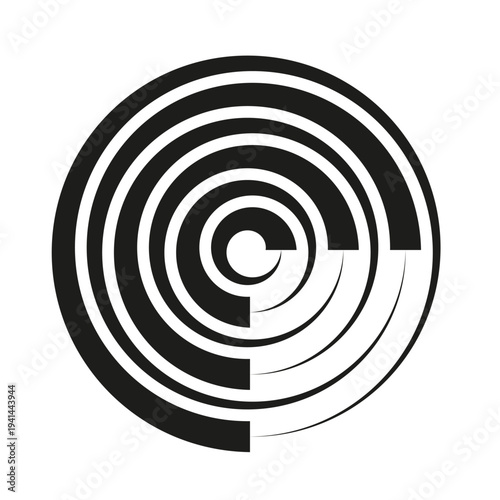 Abstract circle Vector. Segment ring pattern. Black round icon. White background design.
