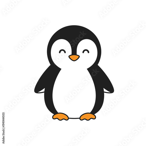 Cute happy penguin cartoon character isolated on white background
