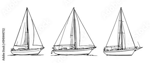 Sailboat mast set with intricate rigging details featuring classic design, nautical elements, marine craft with ropes and sails