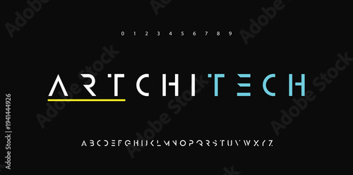 Architectural project font, technical draw style alphabet. Geometrical typography. Wireframe letters, typographic design with draft strokes for architecture logo and headline. Isolated vector typeset
