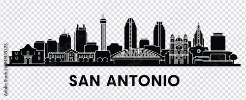 San antonio city skyline silhouette with prominent buildings and towers