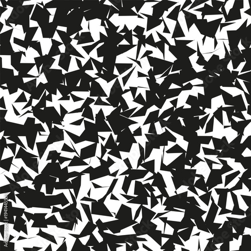Abstract triangle pattern. Chaotic broken pieces. Geometric mosaic Vector. Black white background.