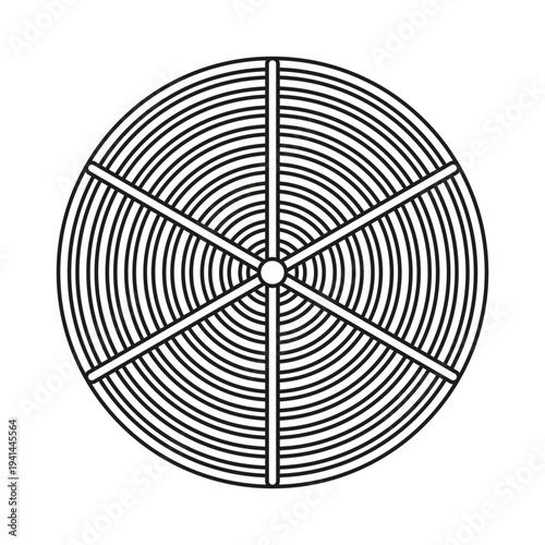 Wire wheel icon. Round turbine grid. Circle spoke Vector. Geometric mesh.