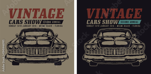 Vintage 1950s car show poster, featuring classic automobile and event details