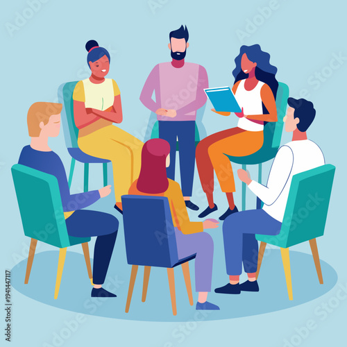Group Therapy Meeting Support Session Vector Illustration