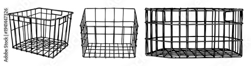 Milk crate set with vintage wire design and black line art featuring dairy, packaging, milk product with illustration and vector