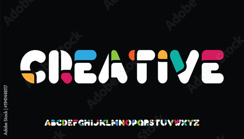 Creative minimal modern colorful alphabet fonts. Typography technology vector illustration
