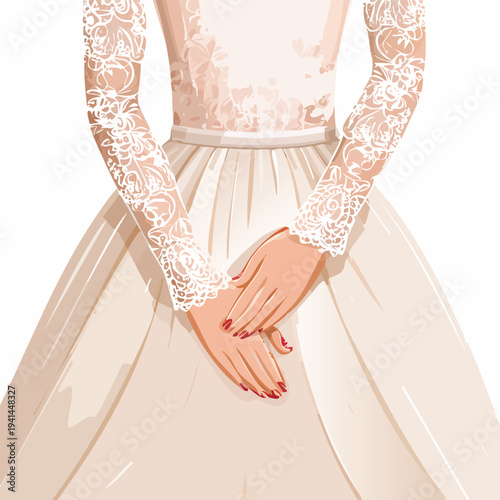 bride holding a wedding dress