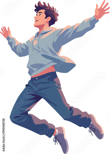 ragazzo uomo o donna che salta felice gioia improvvisa illustrazione vettoriale