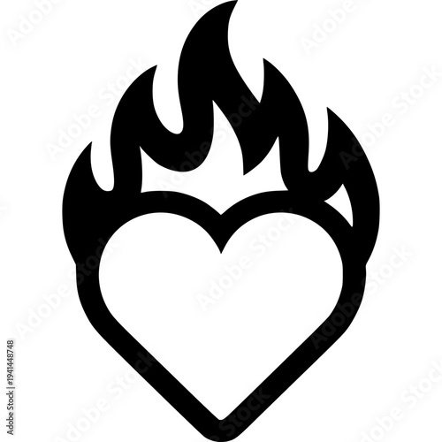 Heart with flames vector illustration symbol of fiery evil love